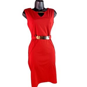 Unbranded Dress Womens Belted Sheath Dress Office Career Slit Business sz L